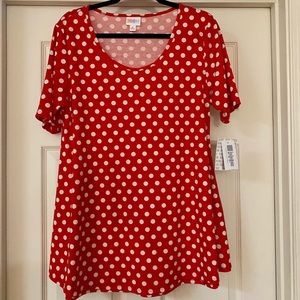 True Red/White Polka Dot LuLaRoe Perfect Tee LLR M
